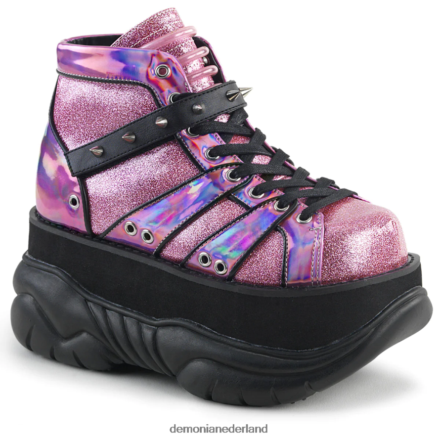 Neptunus-100 roze glitter-zilver/veganistisch leer 64NX0X677 Demonia