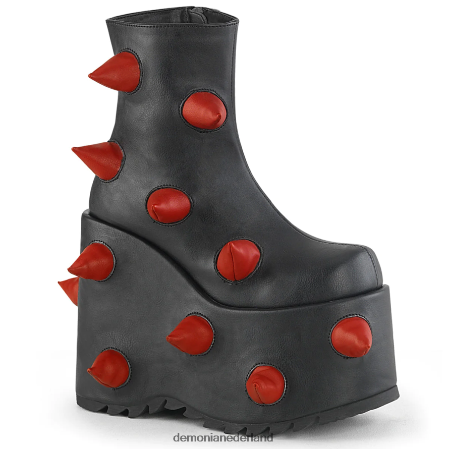 dood-77 zwart-rood veganistisch leer 64NX0X735 Demonia