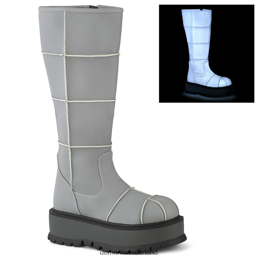 slacker-230 grijs reflecterend veganistisch leer 64NX0X722 Demonia