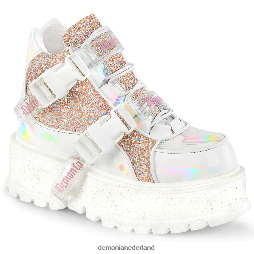 slapper-50 witte holografische lak-babyroze multi-glitter 64NX0X729 Demonia