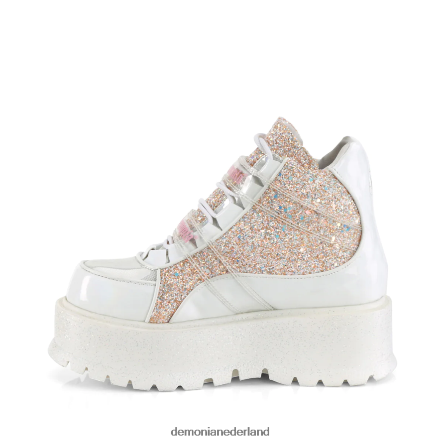 slapper-50 witte holografische lak-babyroze multi-glitter 64NX0X729 Demonia