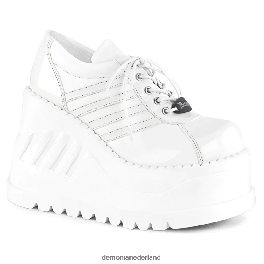 stomp-08 wit lak-veganistisch leer 64NX0X744 Demonia