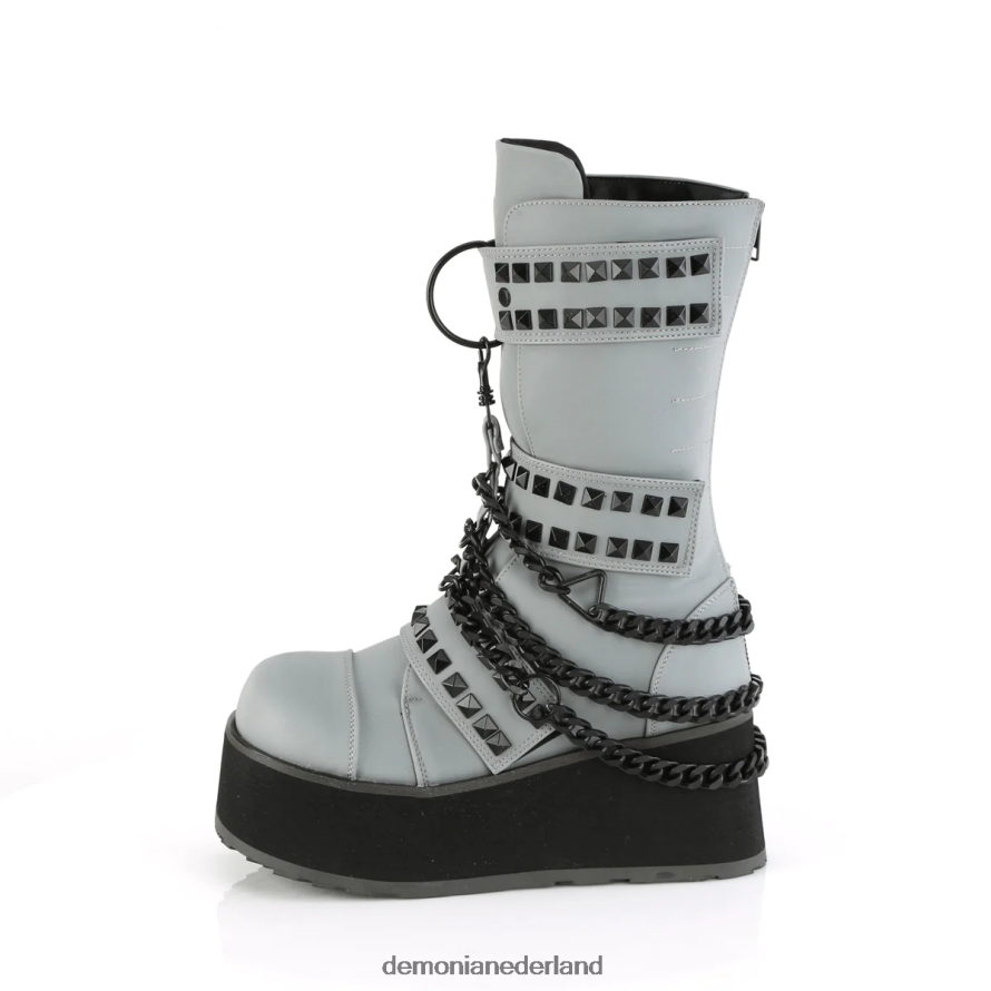 trashville-138 grijs multi-reflecterend veganistisch leer 64NX0X786 Demonia