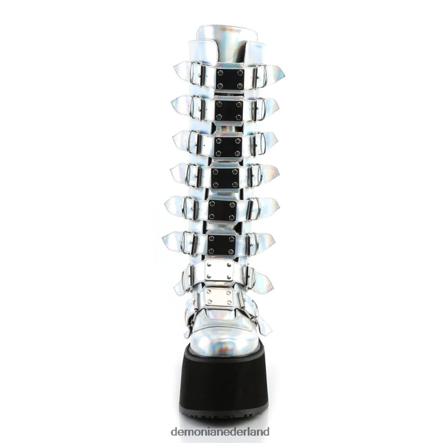 verdomd-318 zilver hologram veganistisch leer 64NX0X634 Demonia