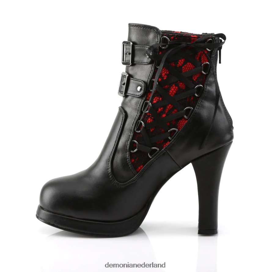 crypto-51 zwart-rood veter veganistisch leer 64NX0X60 Demonia