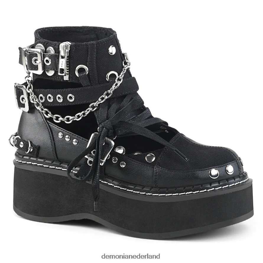 emily-317 zwart canvas-veganistisch leer 64NX0X81 Demonia