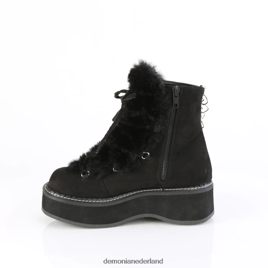 emily-55 zwart veganistisch suède-imitatiebont 64NX0X82 Demonia