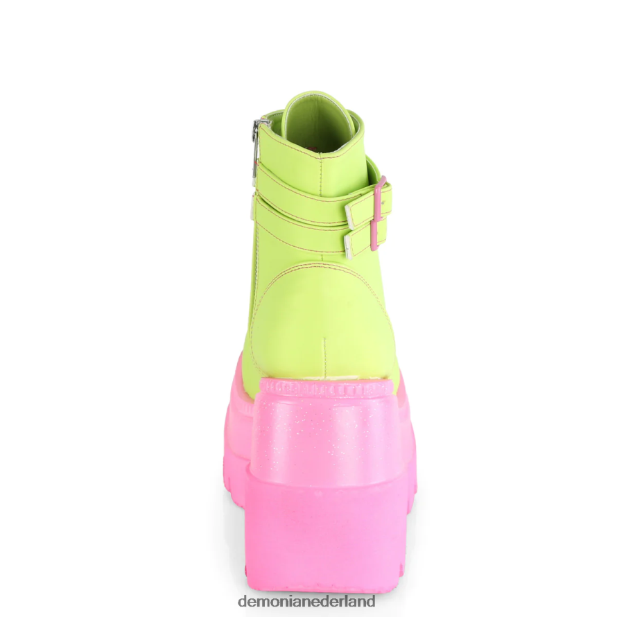 schudder-52 limoen reflecterend vegan leer/roze 64NX0X135 Demonia