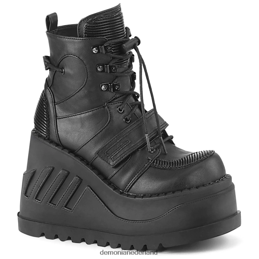 stomp-13 zwart veganistisch leer 64NX0X170 Demonia