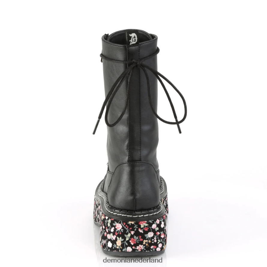 emily-350 zwart veganistisch leer-bloemenstof 64NX0X275 Demonia