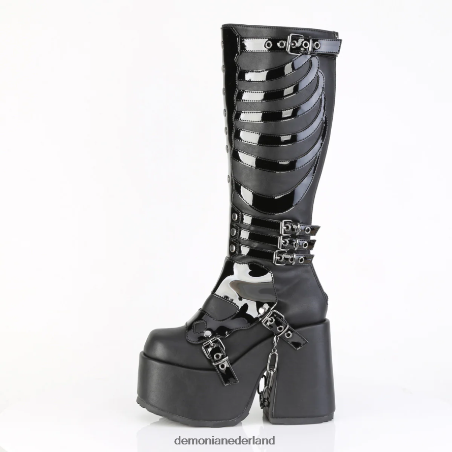 kameel-235 zwart veganistisch leer-lak 64NX0X231 Demonia