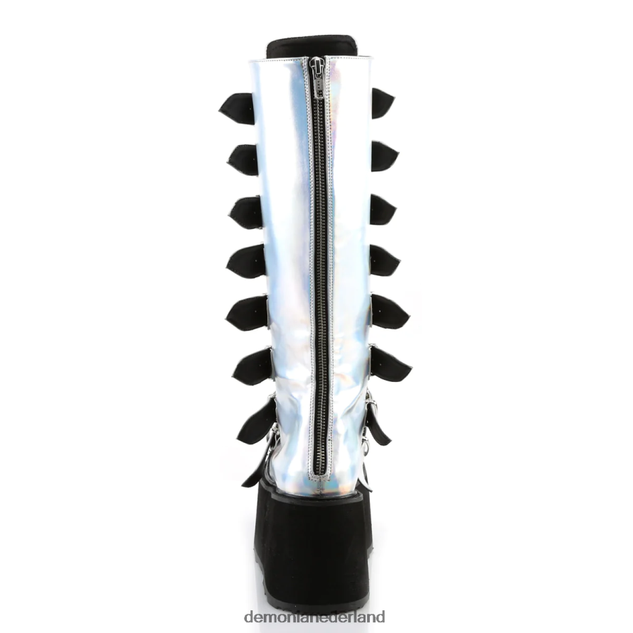 verdomd-318 zilver hologram veganistisch leer 64NX0X262 Demonia