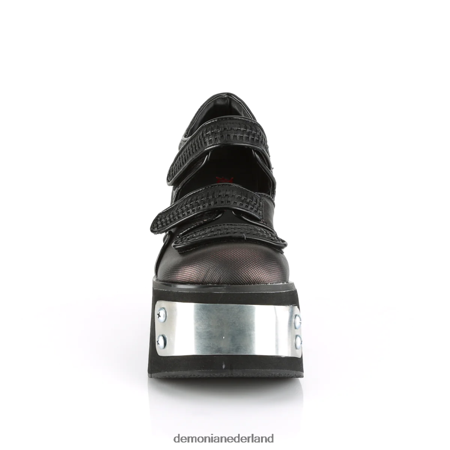 kera-13 zwart-tinnen veganistisch leer 64NX0X434 Demonia