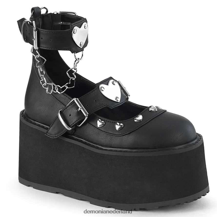 verdomd-56 zwart veganistisch leer 64NX0X407 Demonia