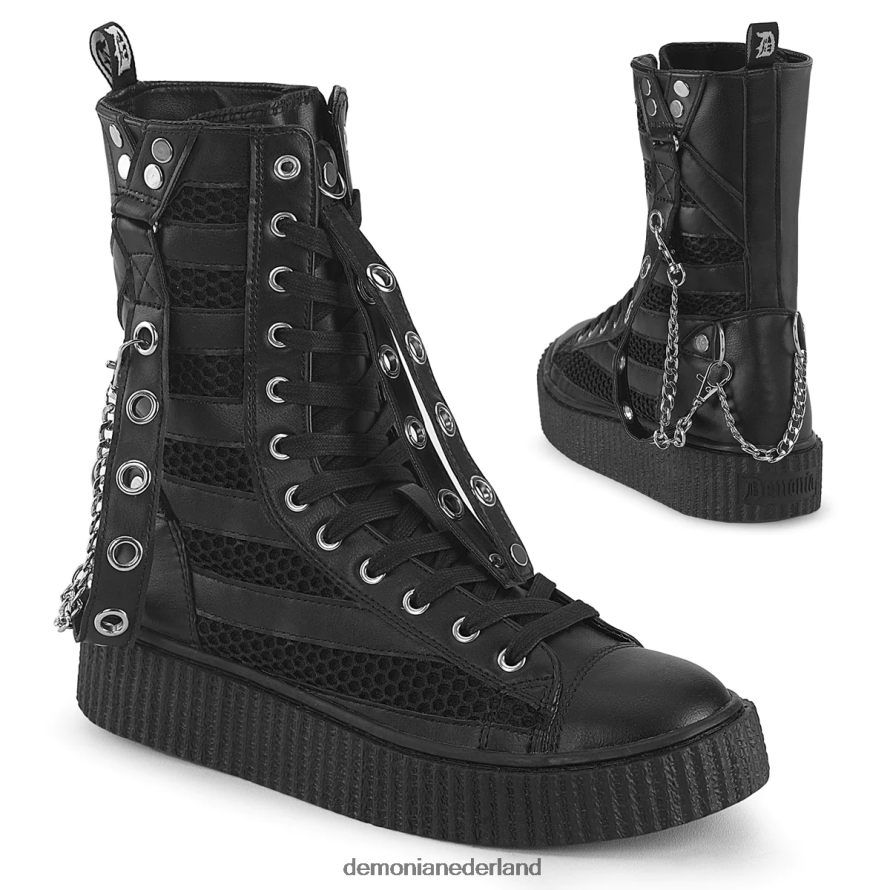 sneeker-325 zwart veganistisch leer-visnet 64NX0X550 Demonia