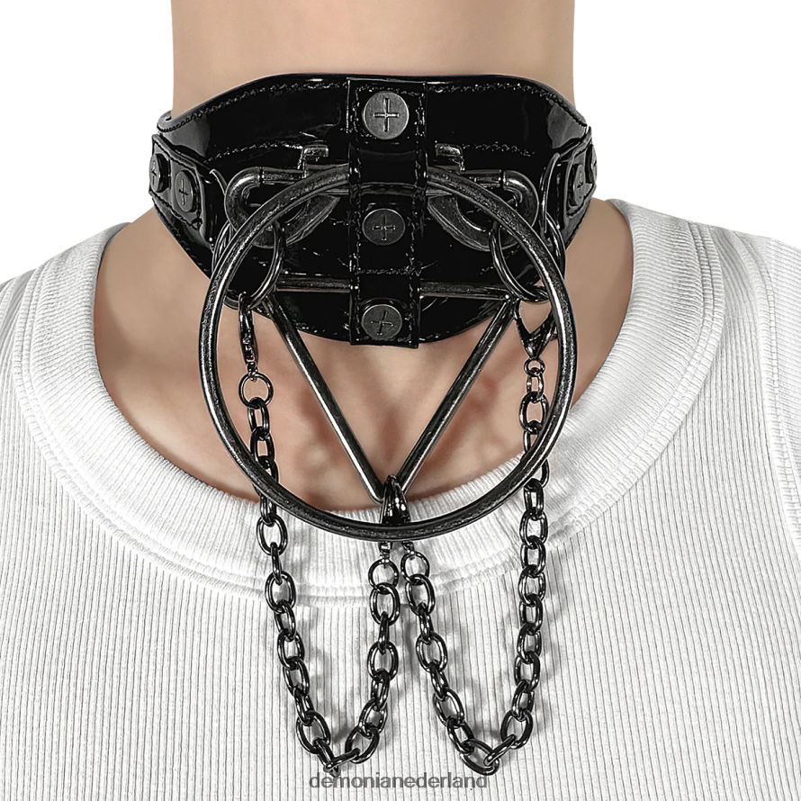 Demonia leren choker zwart 64NX0X1089 Demonia