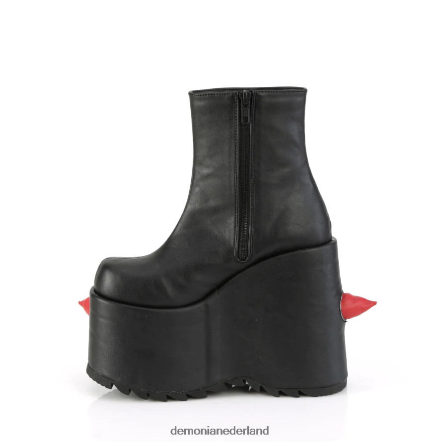 dood-77 zwart-rood veganistisch leer 64NX0X1348 Demonia