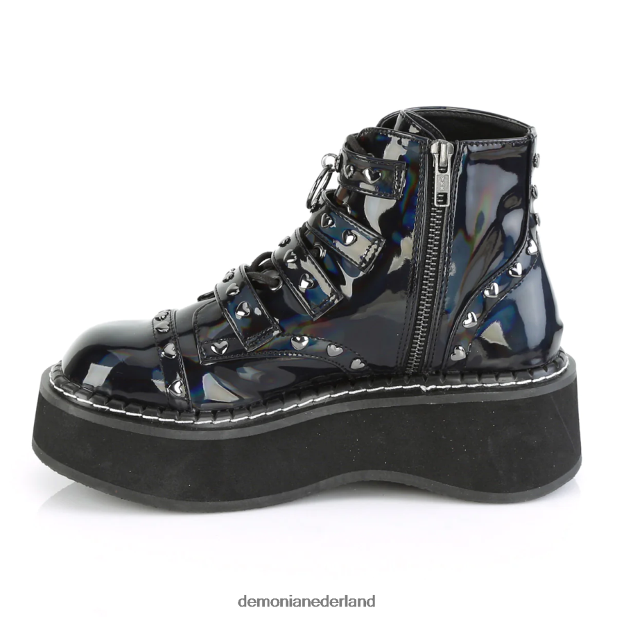 emily-315 zwart hologram veganistisch leer 64NX0X1522 Demonia