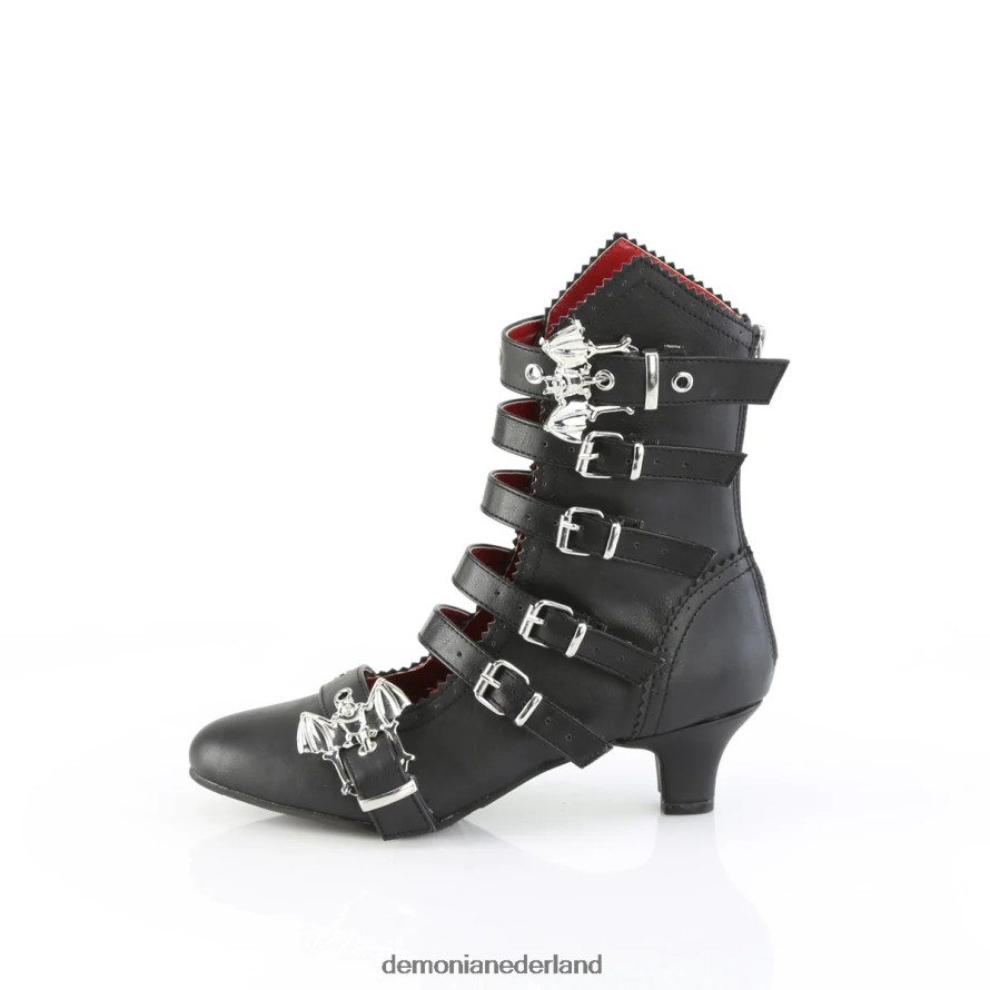 flora-1035 zwart veganistisch leer 64NX0X1152 Demonia