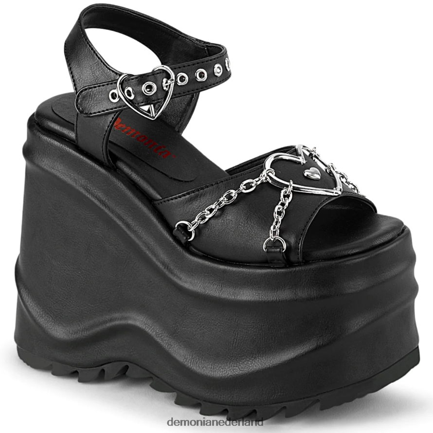 golf-09 zwart veganistisch leer 64NX0X1489 Demonia