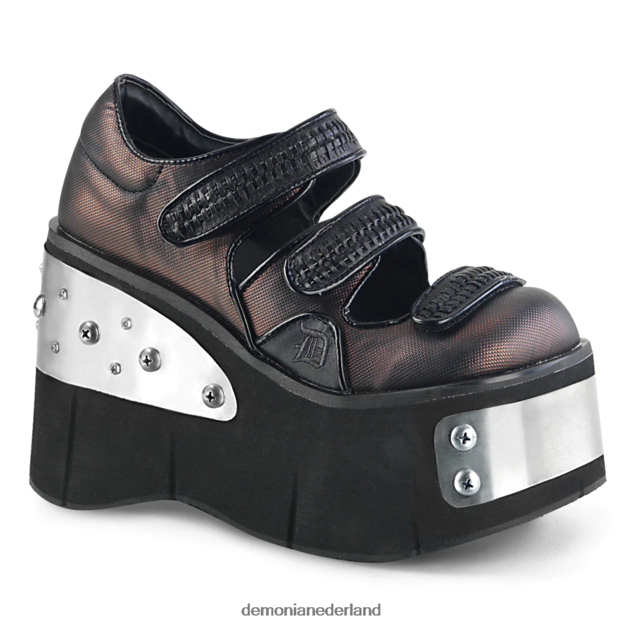 kera-13 zwart-tinnen veganistisch leer 64NX0X1194 Demonia