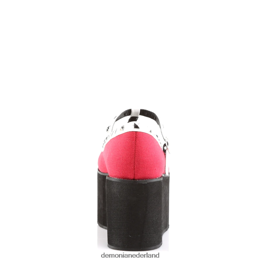 klik-07 rood canvas-zwart-wit veganistisch leer 64NX0X1022 Demonia