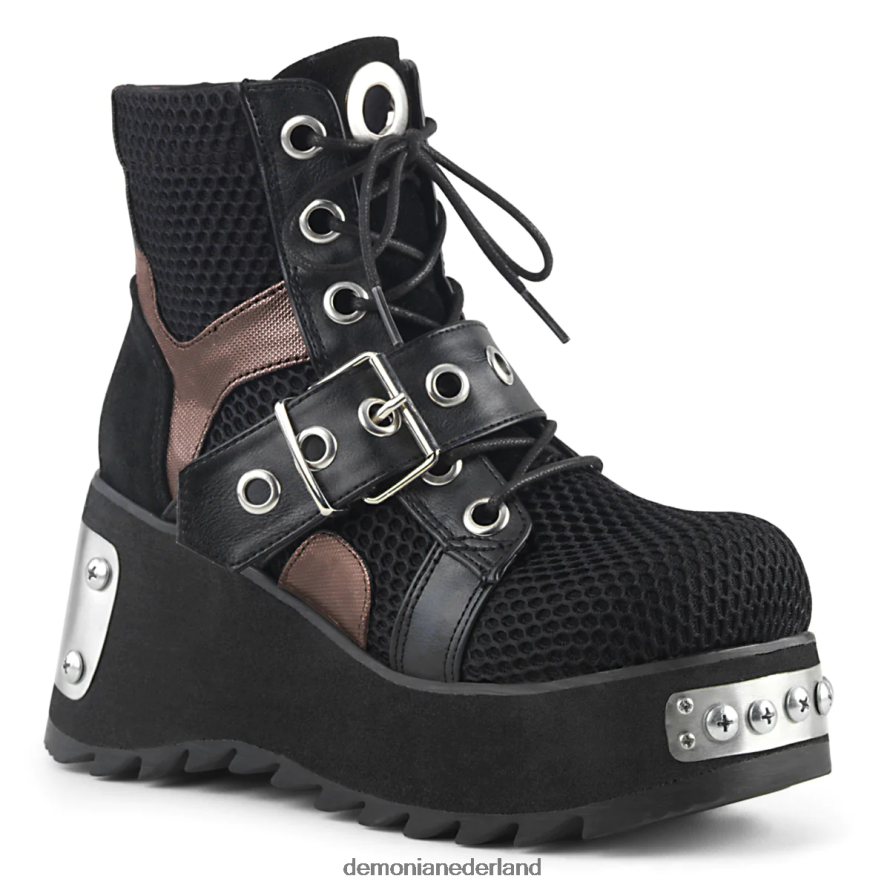 scène-53 zwart veganistisch leer-visnetstof 64NX0X1258 Demonia