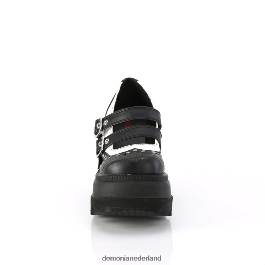 schudder-27 zwart-wit veganistisch leer 64NX0X1271 Demonia