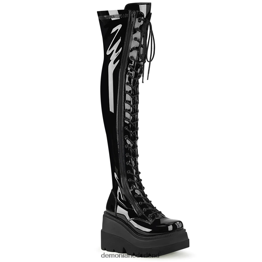 schudder-374 zwart stretch patent 64NX0X1275 Demonia