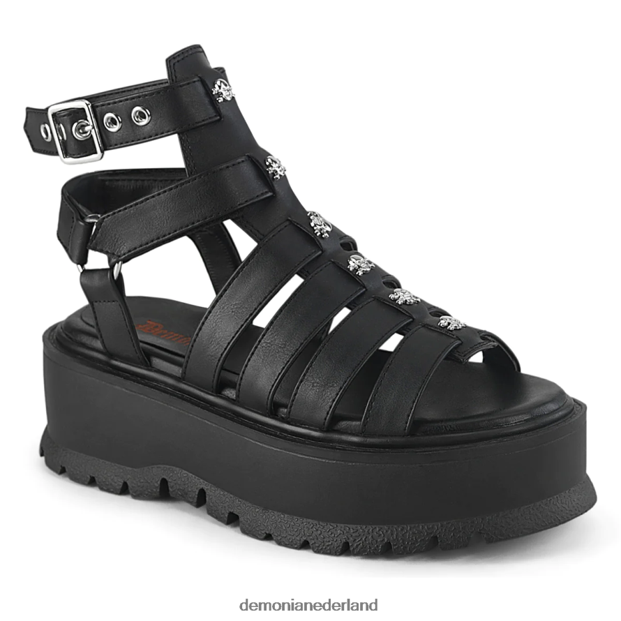 slapper-18 zwart veganistisch leer 64NX0X1317 Demonia