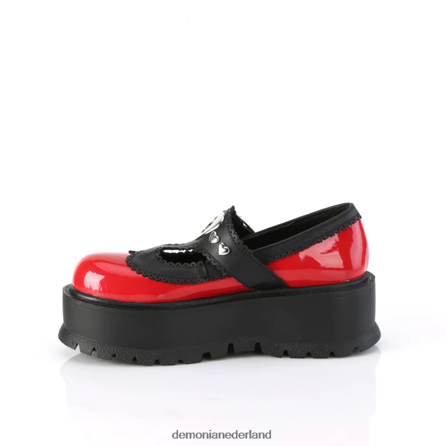 slapper-23 rood-zwart veganistisch leer 64NX0X1324 Demonia