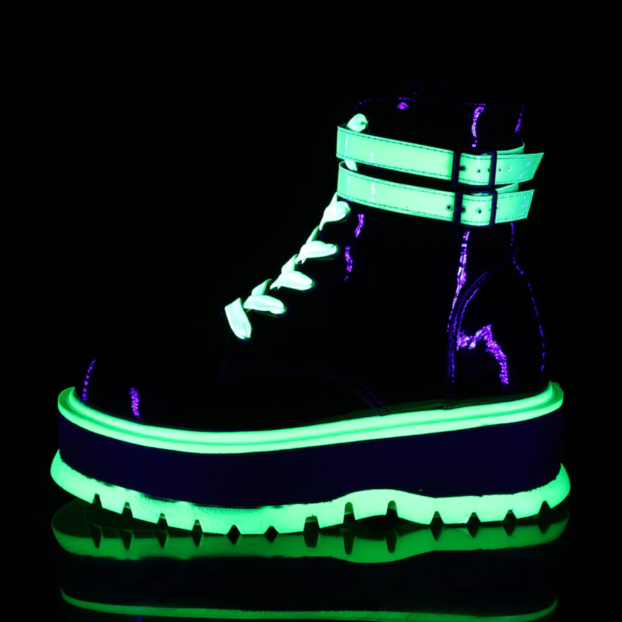 slapper-52 zwart uv iriserend groen 64NX0X1340 Demonia