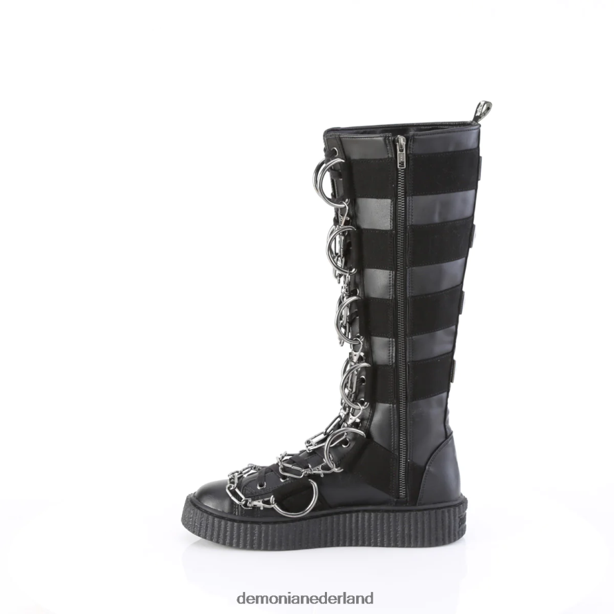 sneeker-405 zwart veganistisch leer-canvas 64NX0X1359 Demonia