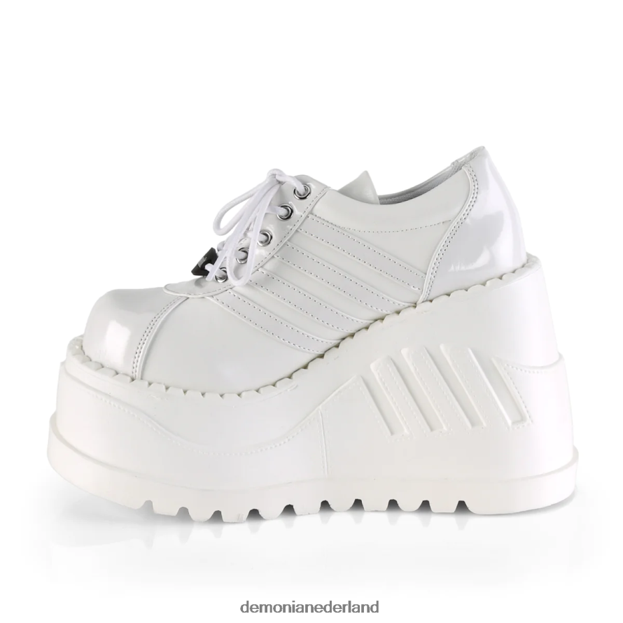 stomp-08 wit lak-veganistisch leer 64NX0X1383 Demonia