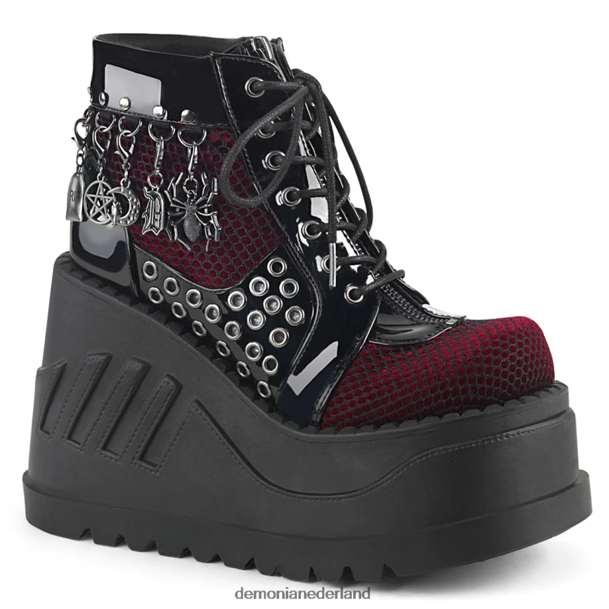 stomp-18 zwart lak-bordeaux fluweel 64NX0X1389 Demonia