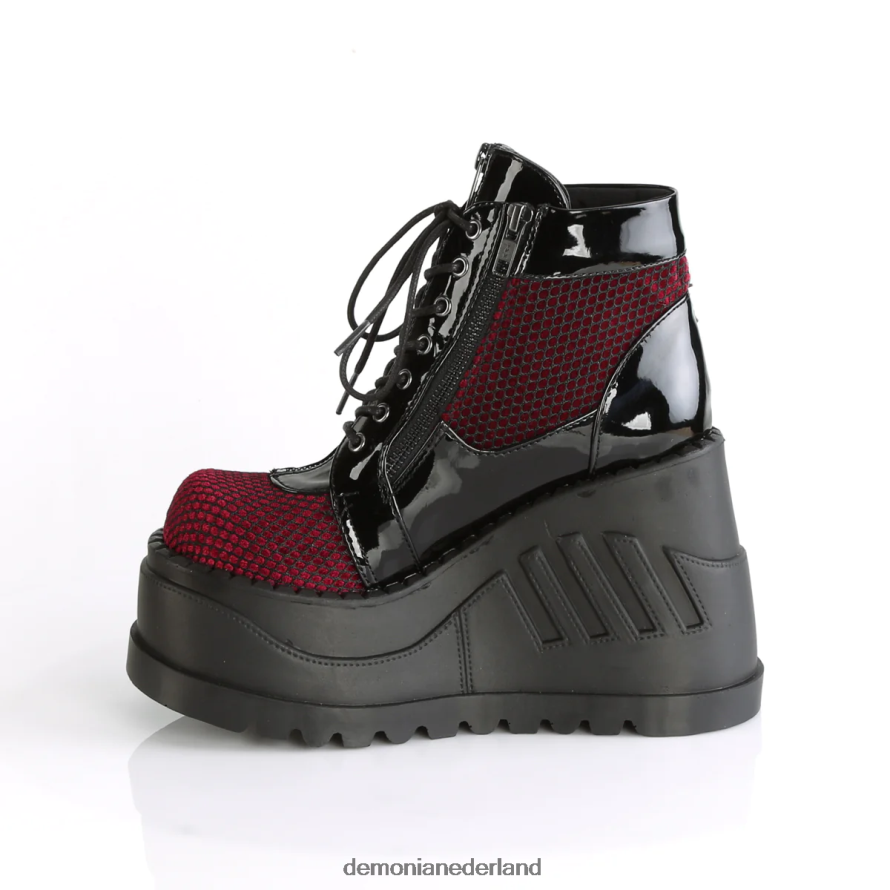 stomp-18 zwart lak-bordeaux fluweel 64NX0X1389 Demonia