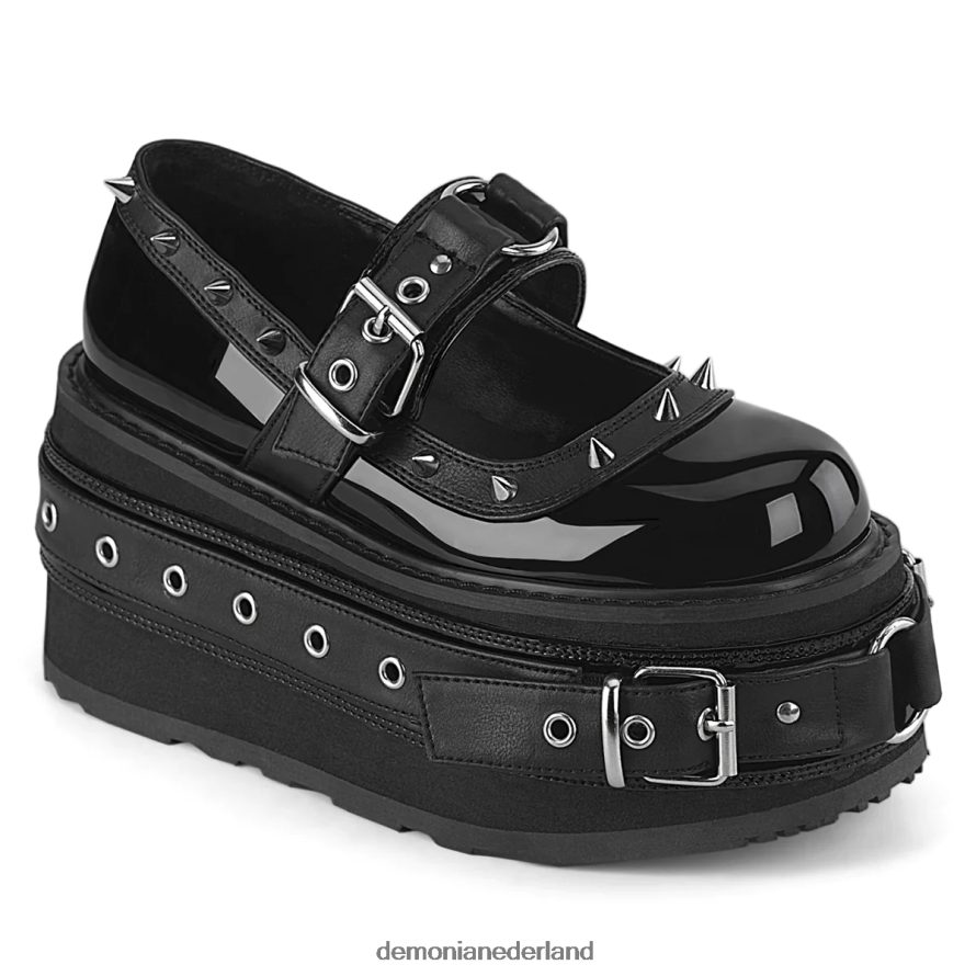 verdomd-20 zwart lak-veganistisch leer 64NX0X1062 Demonia